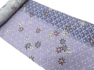 アンティーク　江戸縮緬　斜め格子に楓模様はぎれ反物